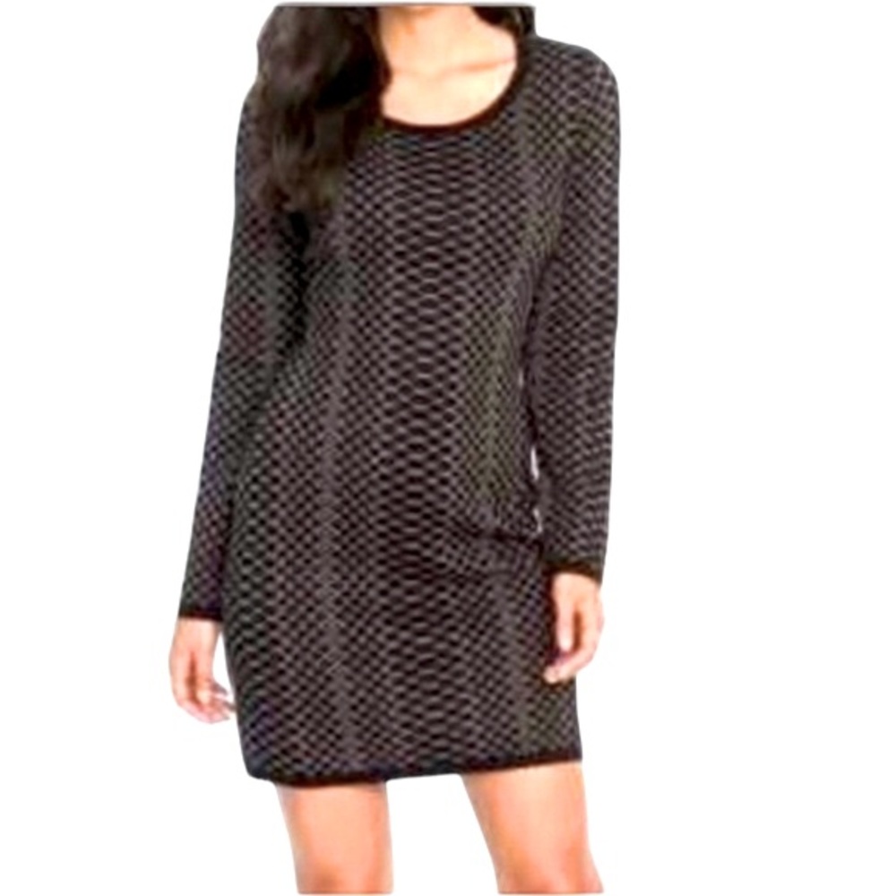 Express Black Gold Sparkle Snakeskin Print Long Sleeve Knit Mini Dress Womens S
